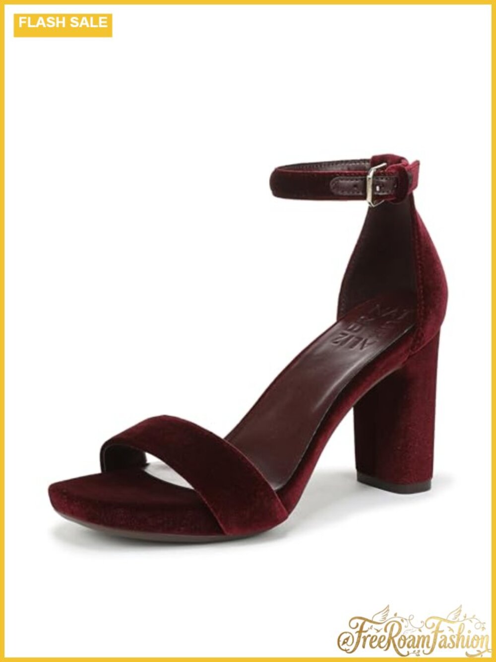 Naturalizer Joy Square Toe Block Heel Sandal Adjustable Buckle